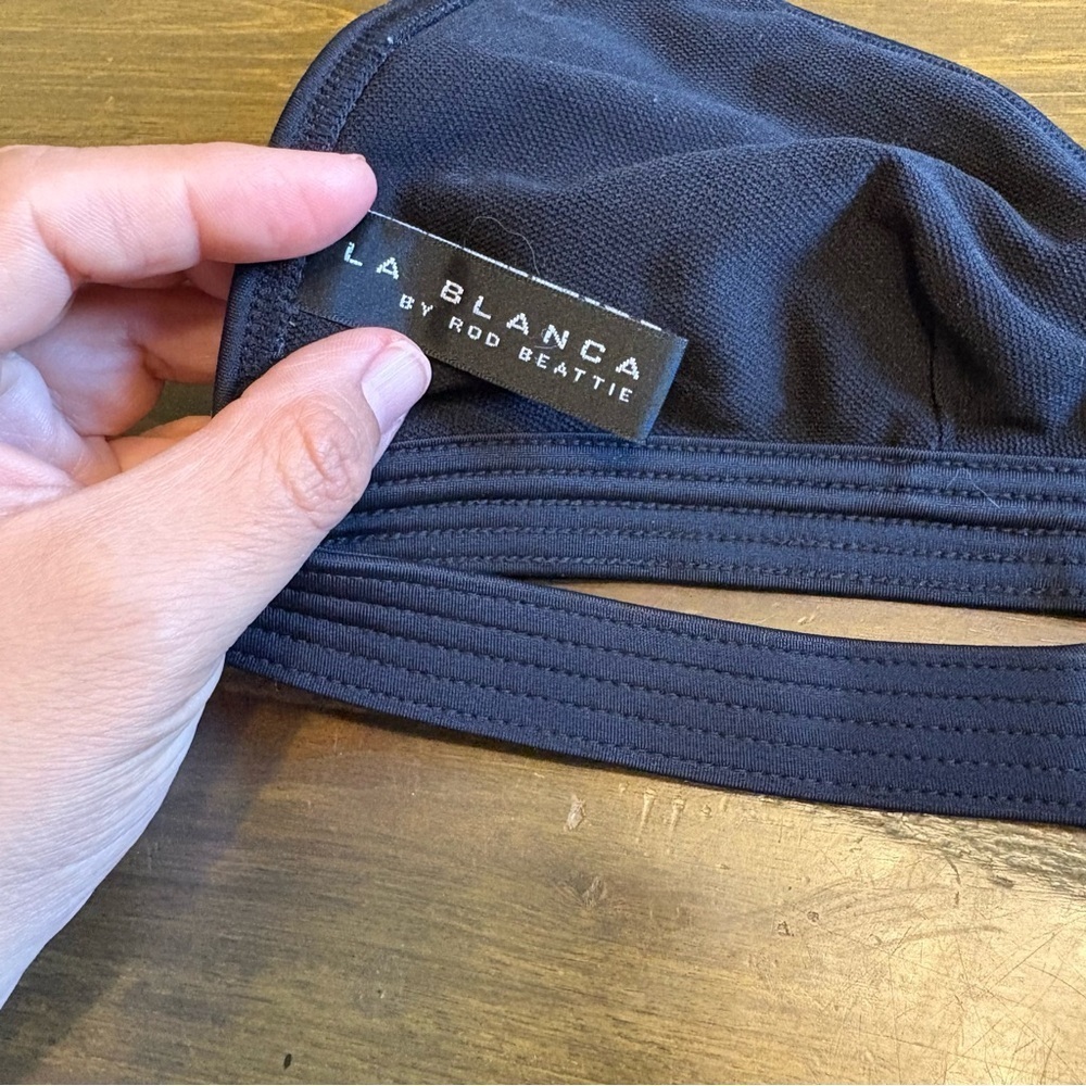 La Blanca Black Triangle Bikini Top Itty Bitty Swimsuit Bra Small S - Picture 4 of 4
